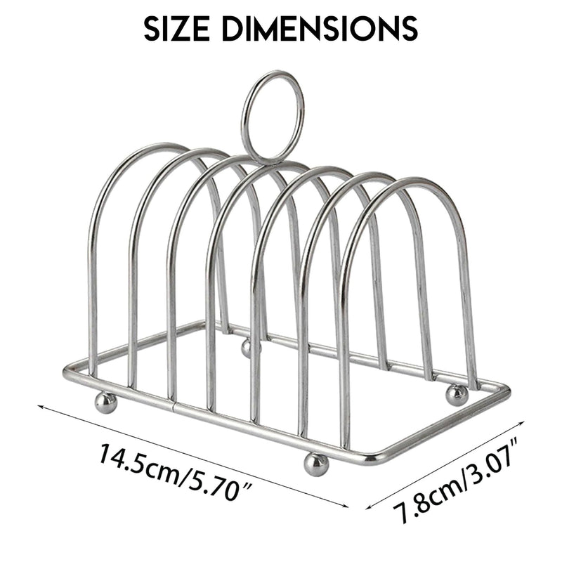 Toast Rack Chrome Toast Holder Rack with Ball Feet Stand with Carry Handle 6 Slice Victorian StyleBread Slices Slot, Bread Cooling Rack Toast Cooling Holder