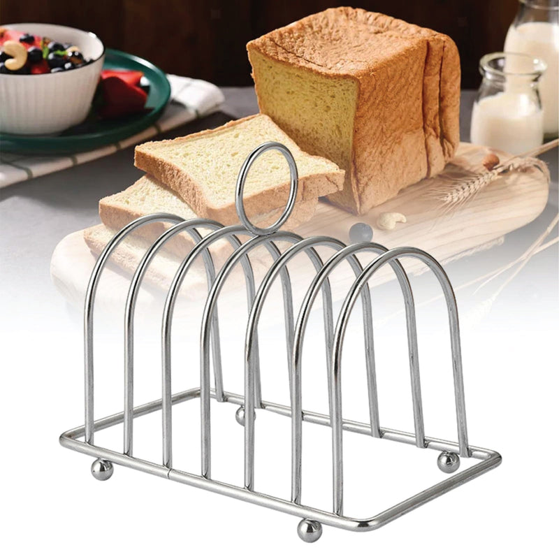 Toast Rack Chrome Toast Holder Rack with Ball Feet Stand with Carry Handle 6 Slice Victorian StyleBread Slices Slot, Bread Cooling Rack Toast Cooling Holder