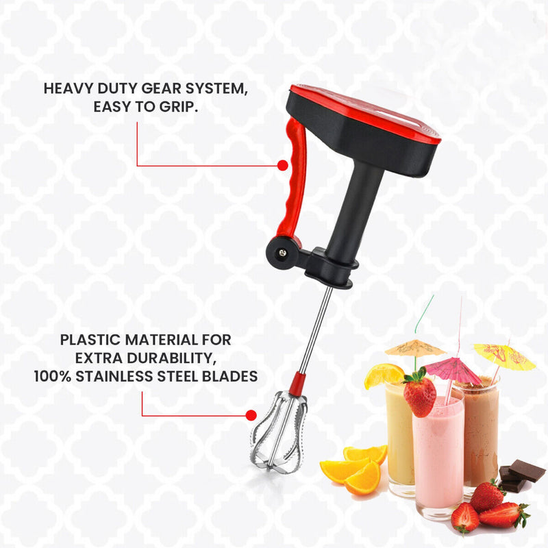 Egg Whisk and Milk Frother Hand Blender with Ergonomic Grip, for Whisking, Beating, Stirring, Frothing, Cooking, and Baking