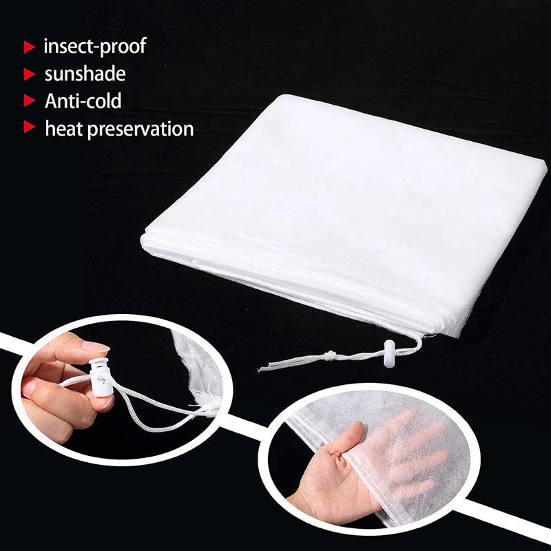 Plant Warming Jackets with Drawstring for Outdoor Garden Prevent Plants from Birds and Insects, UV Protection, Cold Wind Insect Sun Shade Plant Fleece Frost Protection Cover 80cm x60cm