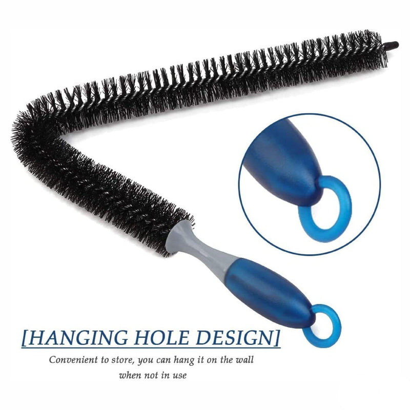 Radiator Cleaning Brush Long handle, Flexible Bendable Long Reach Bristle Brush Grip Handle Radiator Duster Cleaning Tool for Refrigerator, Washing Machine to Dirt Dust Lint Blockage–57 cm