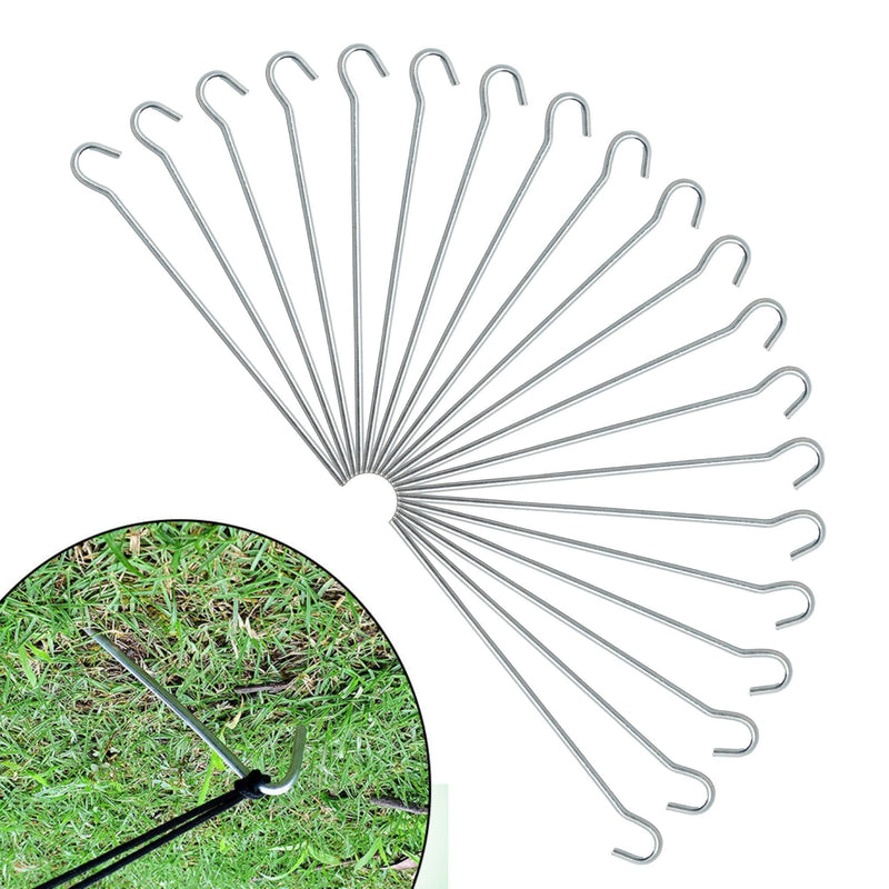 Galvanised Steel Heavy Duty Tent Pegs, Lightweight Tent Hard Ground Pegs Garden Stakes Nails, Garden Pegs for Trampolines, Football Nets, Gazebos, Tents, Camping and Outdoor – (9inch)
