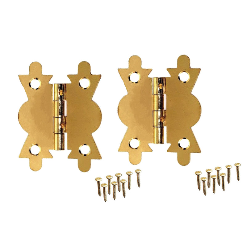 Butterfly Hinges, Brass Plated Small Hinges for Cabinet, Jewellery Box, Brass Mini Hinges for Woods with Matched Screws for Home Furniture Cabinet Door Drawer Cupboard - 40mm (1.1/2 inch)