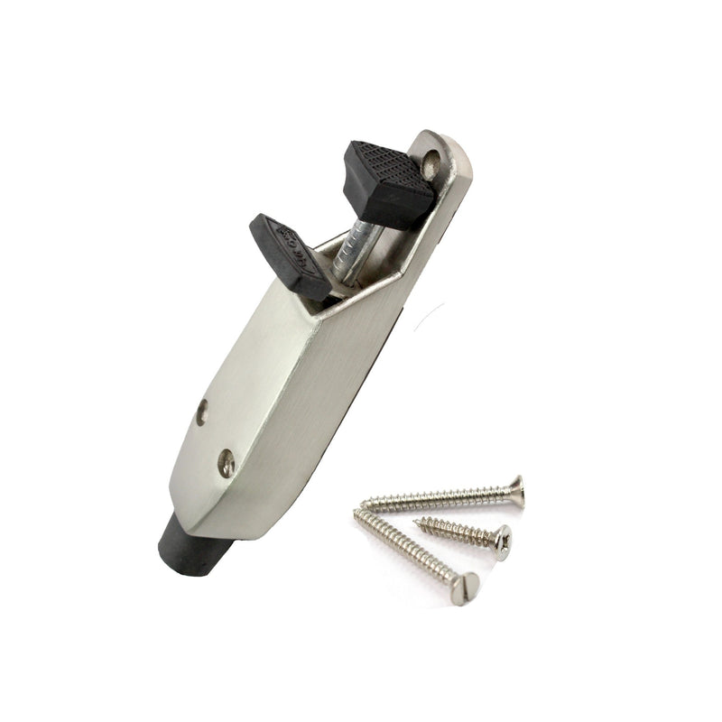Aluminium Alloy Push Door Stopper, Kick Down Door Locks Stopper Holder with Adjustable Height and Soft Rubber Tip, Foot Operated Door Stop Holder for Garage Gate and Home Office Doors,