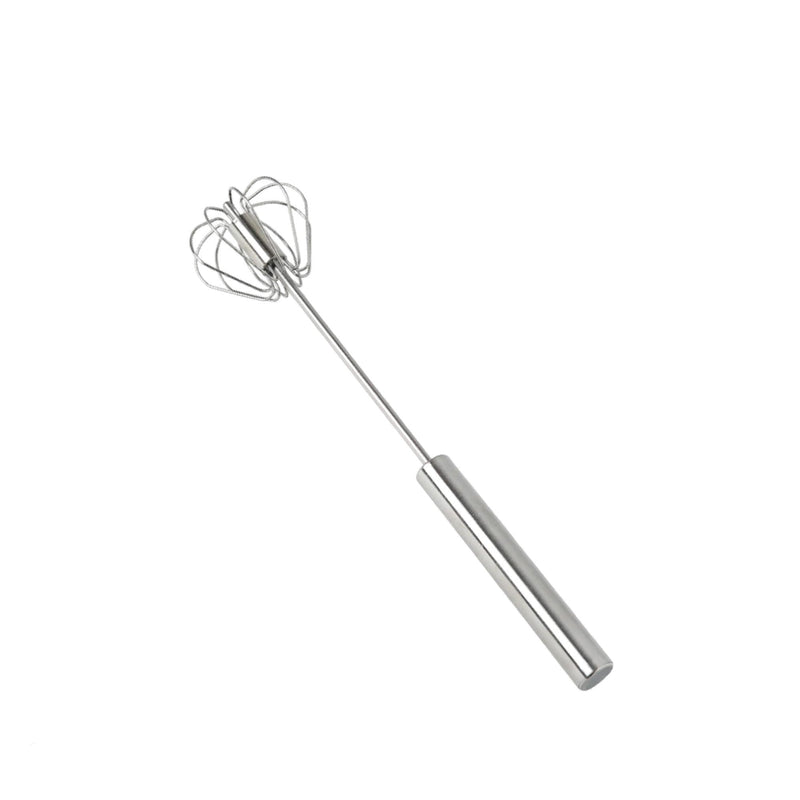 Stainless Steel Balloon Whisk, Semi Automatic Rotating Push Mixer Stirrer for Blending, Stirring (Size 12inch)