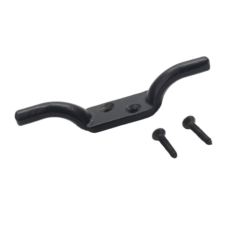 Cleat Hook 100mm Heavy Duty Black Coated Rope Cord Cleat Hook