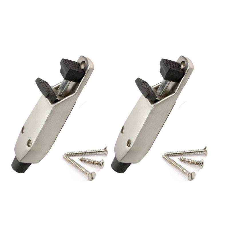 Aluminium Alloy Push Door Stopper, Kick Down Door Locks Stopper Holder with Adjustable Height and Soft Rubber Tip, Foot Operated Door Stop Holder for Garage Gate and Home Office Doors,