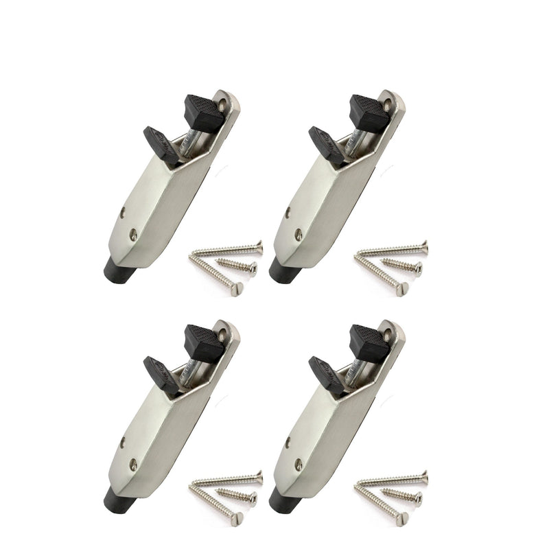 Aluminium Alloy Push Door Stopper, Kick Down Door Locks Stopper Holder with Adjustable Height and Soft Rubber Tip, Foot Operated Door Stop Holder for Garage Gate and Home Office Doors,