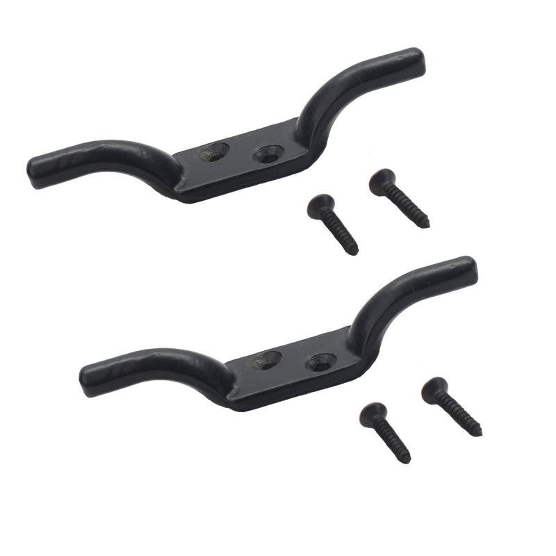 Cleat Hook 100mm Heavy Duty Black Coated Rope Cord Cleat Hook