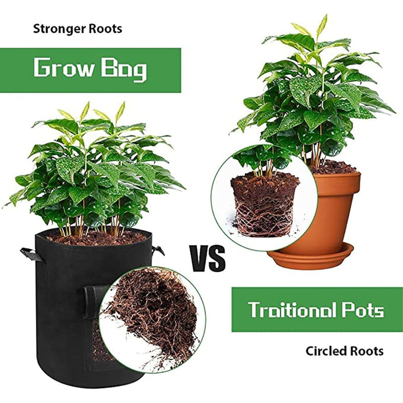 Potato Grow Bag 10 Gallon Non-woven Fabrics Plant Growing Vegetable Bags for Vegetables, Potato, Tomatoes, Fruits, Carrot, Garden Soil Bag -Black 2pk