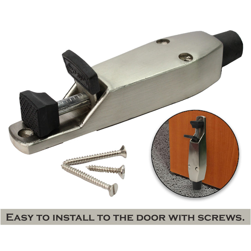 Aluminium Alloy Push Door Stopper, Kick Down Door Locks Stopper Holder with Adjustable Height and Soft Rubber Tip, Foot Operated Door Stop Holder for Garage Gate and Home Office Doors,