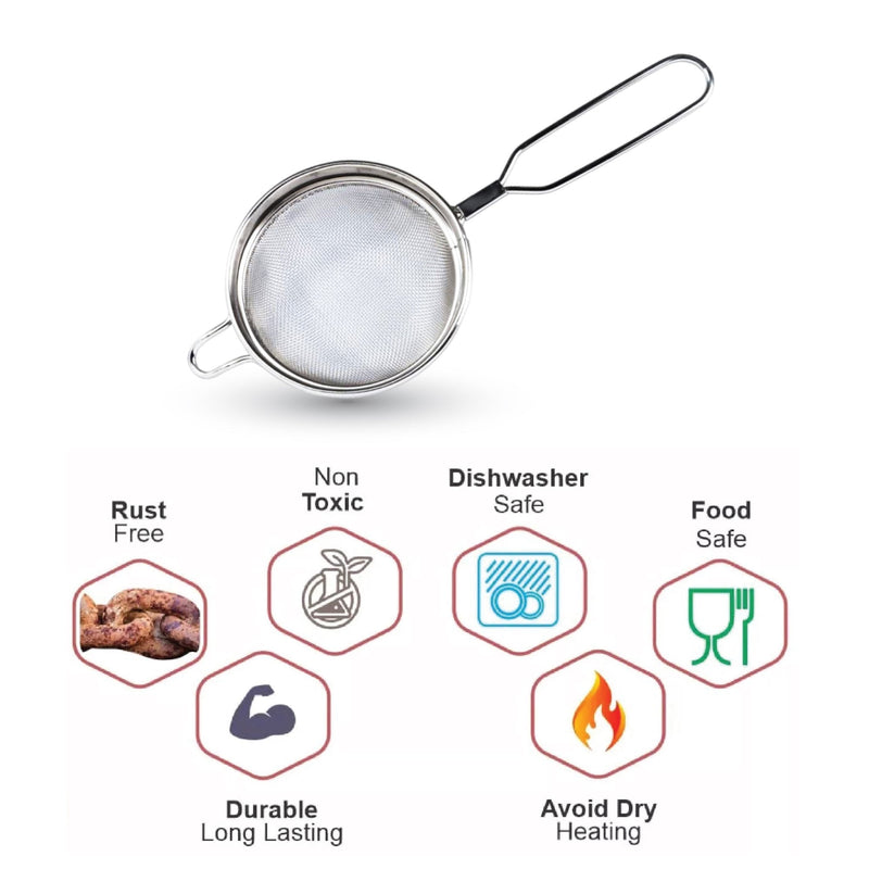 Stainless Steel Tea Fine Mesh Strainer, Tea Infuser for Loose Tea, Mini Mesh Sifter Stainless Steel Cooking Sieve Loose Leaf Tea sieves and strainers with Non Slip Handle