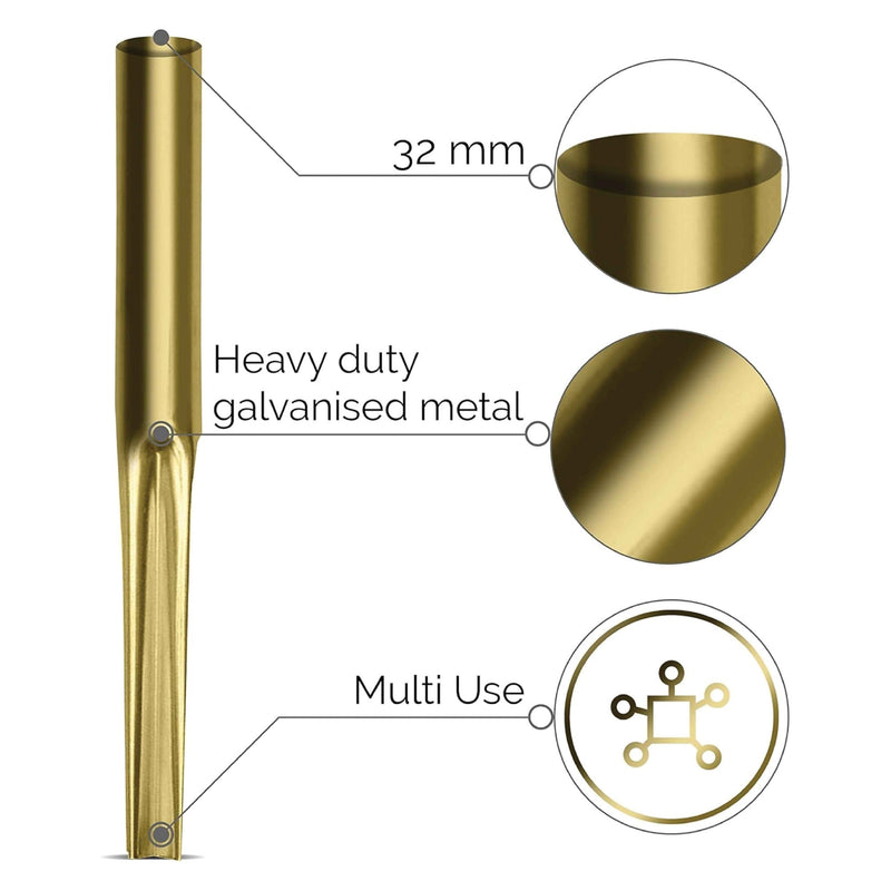 Gold metal rod with features