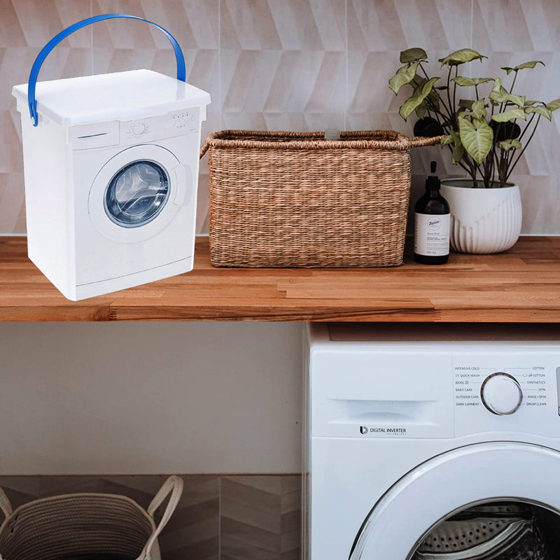 Peg Storage Basket Container with Lid Washing Powder storage Box 5L with 36 Wooden Clothes Pegs, Dishwasher Machine Soap Tablet box