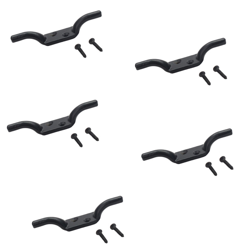 Cleat Hook 100mm Heavy Duty Black Coated Rope Cord Cleat Hook