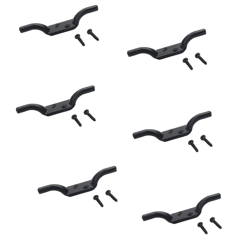 Cleat Hook 100mm Heavy Duty Black Coated Rope Cord Cleat Hook