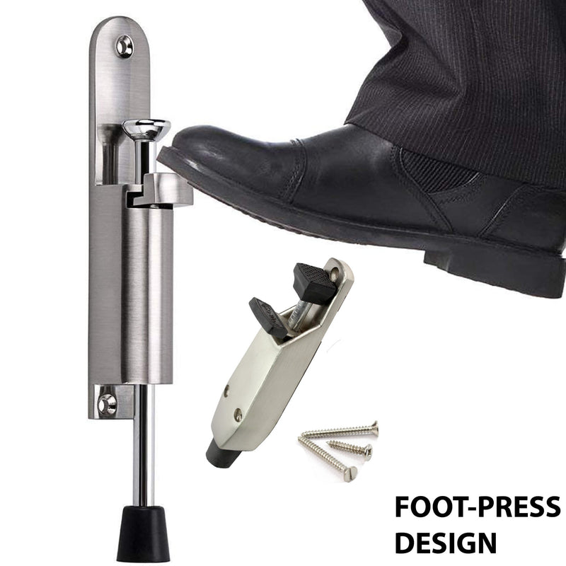 Aluminium Alloy Push Door Stopper, Kick Down Door Locks Stopper Holder with Adjustable Height and Soft Rubber Tip, Foot Operated Door Stop Holder for Garage Gate and Home Office Doors,