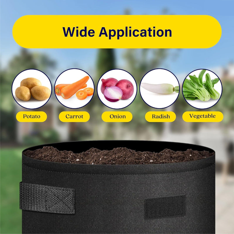 Potato Grow Bag 10 Gallon Non-woven Fabrics Plant Growing Vegetable Bags for Vegetables, Potato, Tomatoes, Fruits, Carrot, Garden Soil Bag -Black 2pk