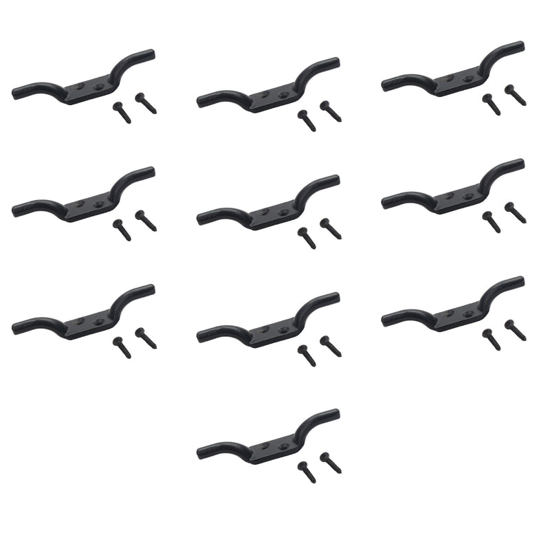 Cleat Hook 100mm Heavy Duty Black Coated Rope Cord Cleat Hook