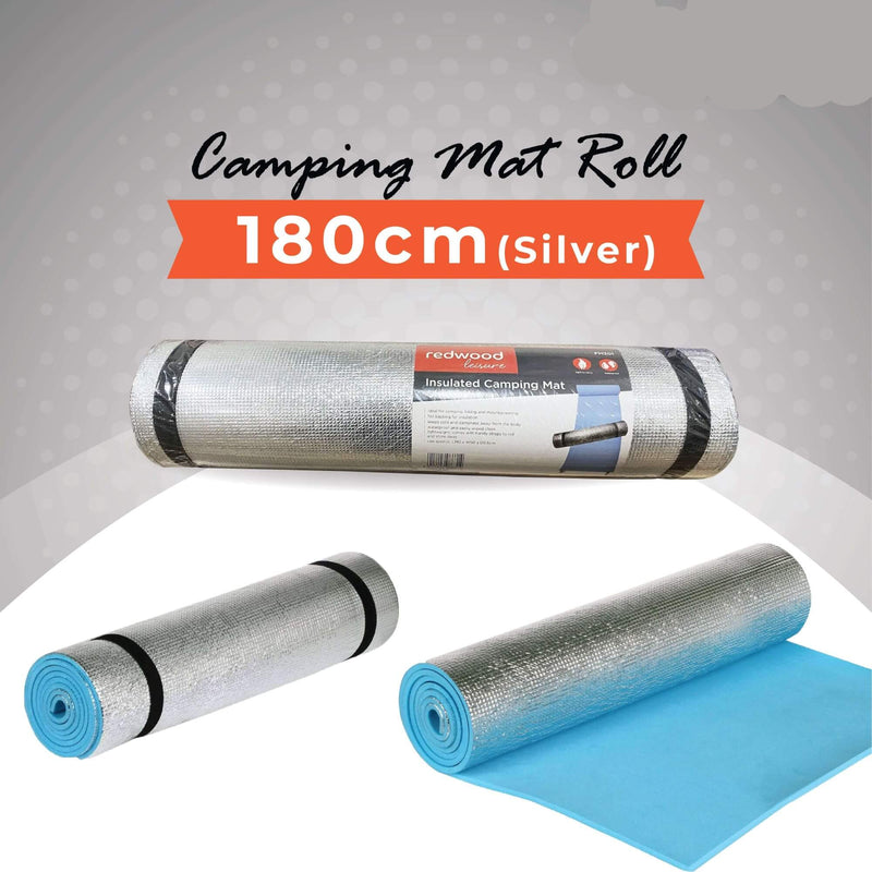 Camping Roll Mat, Waterproof Insulated Foam Mattress with Elasticated Straps, Lightweight, 180x50x6cm, for Camping, Fishing, Festival and Exercise