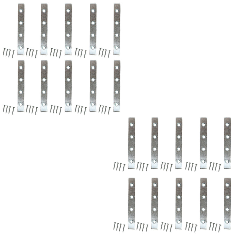 100mm Mild Steel Mending Plates Heavy Duty Straight Repair Joining Flat Mending Corner Brace Straight Plates Metal Brackets with Screws for Repairing, Fixing, Joining Furniture