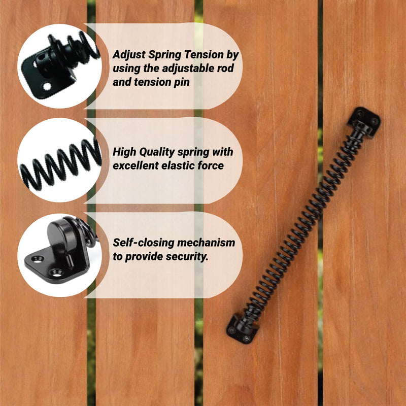 Gate Spring Closer – Adjustable Wooden Gate Closer with Fittings – 200mm