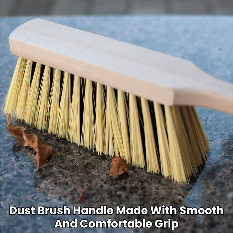 Wooden Dust Brush, Soft Bristle Hand Broom with Wood Handle, 27cm, Set of 2, for Sofa, Bed, Car, Carpet, Fireplace