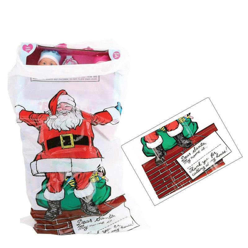 Christmas Santa Sacks, Large White Polythene Gift Bags, 75 cm x 50 cm, Pack of 4