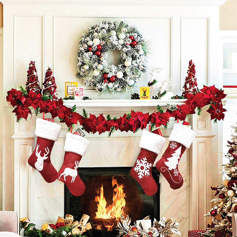 Christmas Santa Sacks, Large White Polythene Gift Bags, 75 cm x 50 cm, Pack of 4