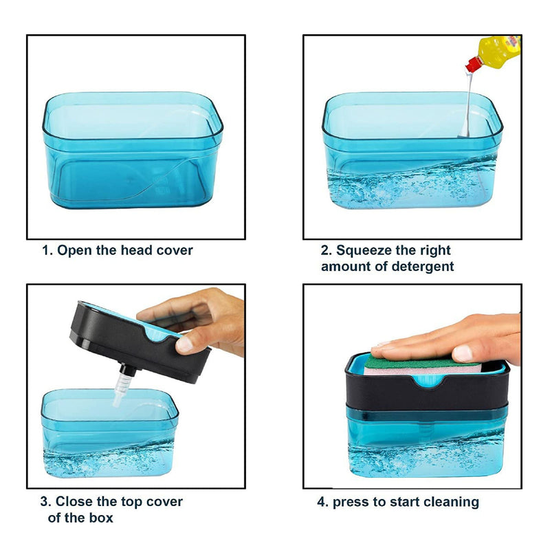 Kitchen Soap Dispenser and Sponge Holder, Soap Dispenser Pump, Kitchen soap Dispencer set Hold Sponges,Dish soap dispenser for Kitchen Sink Bathroom
