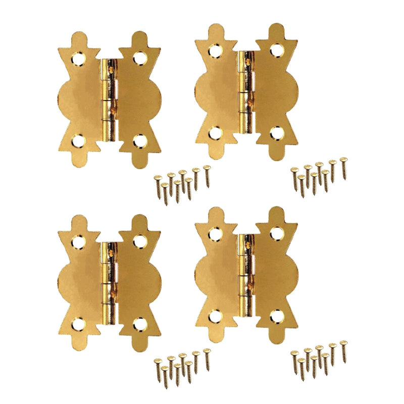 Butterfly Hinges, Brass Plated Small Hinges for Cabinet, Jewellery Box, Brass Mini Hinges for Woods with Matched Screws for Home Furniture Cabinet Door Drawer Cupboard - 40mm (1.1/2 inch)