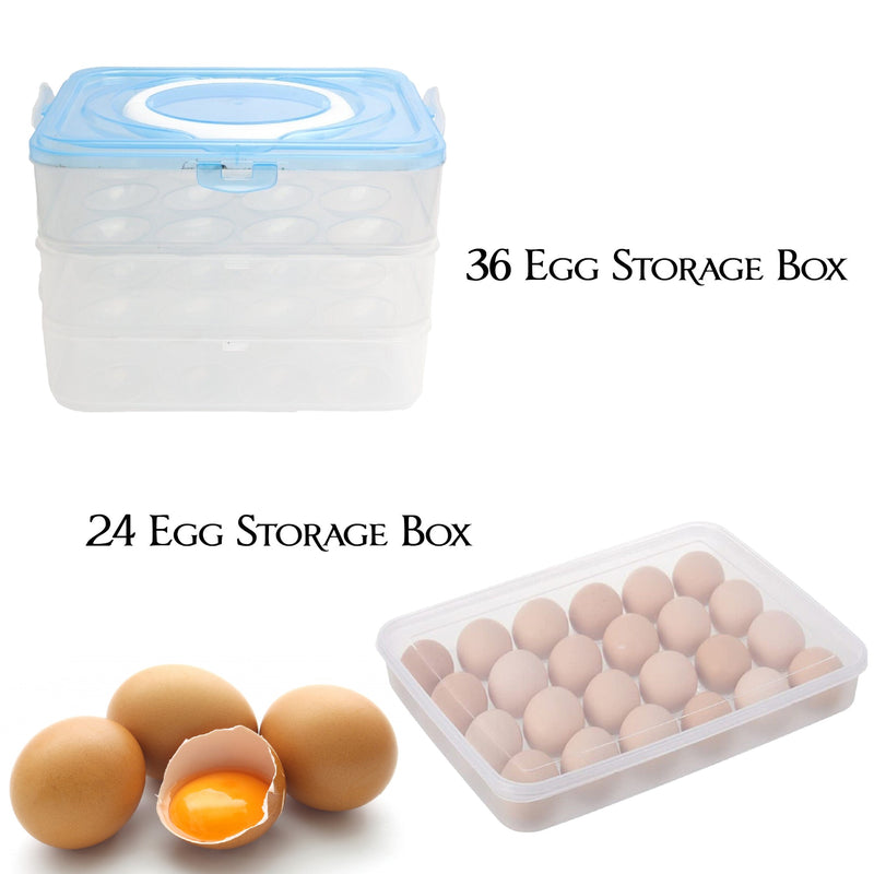 Egg Storage Box, Portable Plastic Stackable Egg Organiser Tray with Lid, Keeping Eggs Rack Tray Containers for Storage Carrying Packing Eggs for Fridge or Kitchen Cupboard