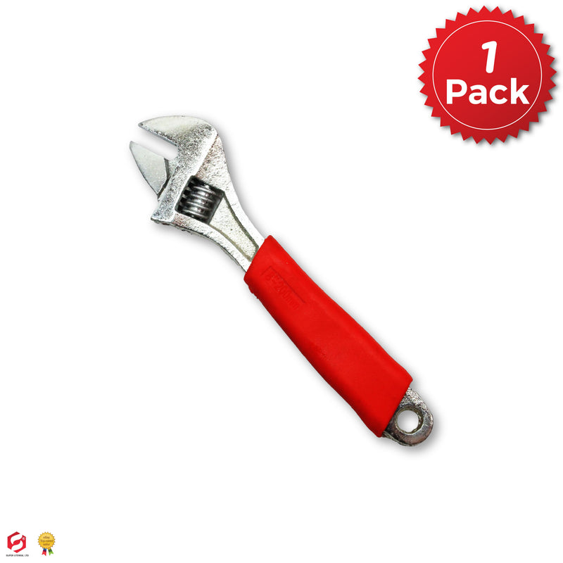 Adjustable Spanner, 8"/200mm, Chrome-Plated, High-Hardness Forged Metal, TPR Anti-Slip Rubber Handle, Multi-Tool Hand Wrench