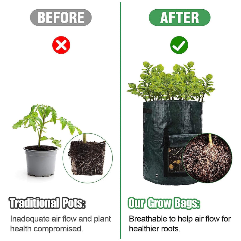 Potato Grow Bag Garden Plant Bags 10 Gallon Pots with Window Flap & Handle Plant Growing Bag for Potatoes, Tomato,Carrot Strawberry