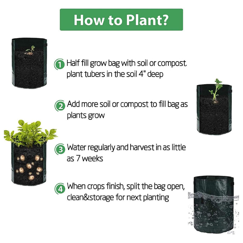 Potato Grow Bag Garden Plant Bags 10 Gallon Pots with Window Flap & Handle Plant Growing Bag for Potatoes, Tomato,Carrot Strawberry