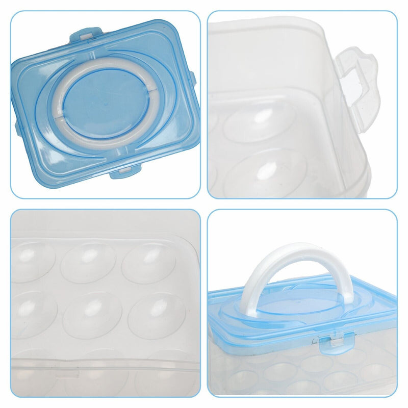 Egg Storage Box, Portable Plastic Stackable Egg Organiser Tray with Lid, Keeping Eggs Rack Tray Containers for Storage Carrying Packing Eggs for Fridge or Kitchen Cupboard