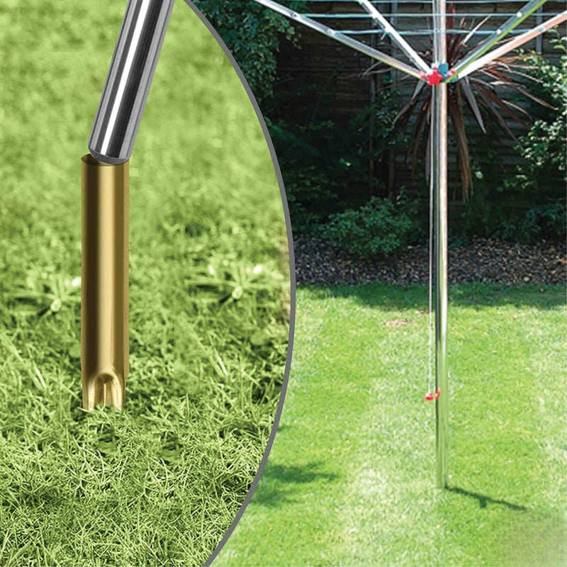 Washing Line Spike, Fit 32mm Diameter Galvanized Garden Spike, Heavy Duty Powder Coated Multi-Fit Ground Soil Spear Airer for Outdoor Rotary Washing Line or Parasol - No Need for Concrete