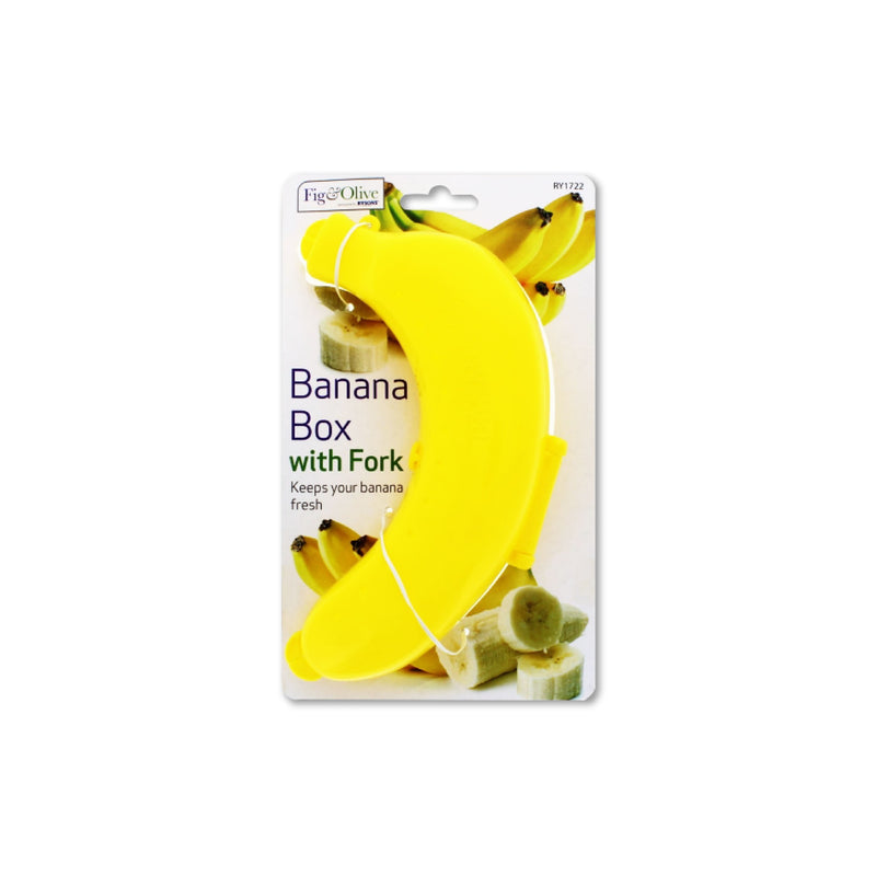 Banana Lunch Box Set of 2, Plastic Banana Holder, 19CM, On-the-Go Food Container for Fruits and Snacks, Long Term Storage, Kids Meal Box