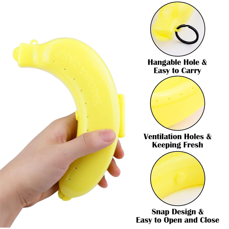 Banana Lunch Box Set of 2, Plastic Banana Holder, 19CM, On-the-Go Food Container for Fruits and Snacks, Long Term Storage, Kids Meal Box