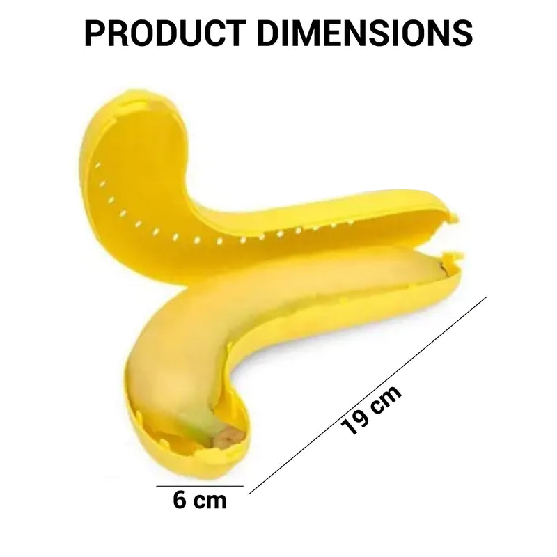 Banana Lunch Box Set of 2, Plastic Banana Holder, 19CM, On-the-Go Food Container for Fruits and Snacks, Long Term Storage, Kids Meal Box