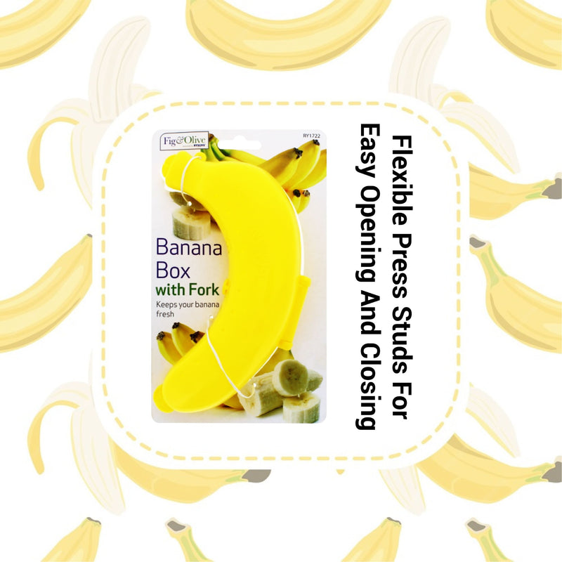 Banana Lunch Box Set of 2, Plastic Banana Holder, 19CM, On-the-Go Food Container for Fruits and Snacks, Long Term Storage, Kids Meal Box