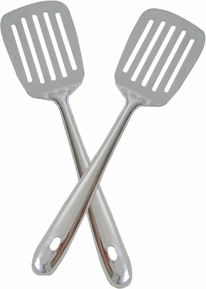 Stainless Steel Slotted Turner Spatula, Fish Slice for Non Stick Pans, Strong and Durable Kitchen Spatula & Turners for Cooking Flipping Pressing Fish Eggs Pancakes