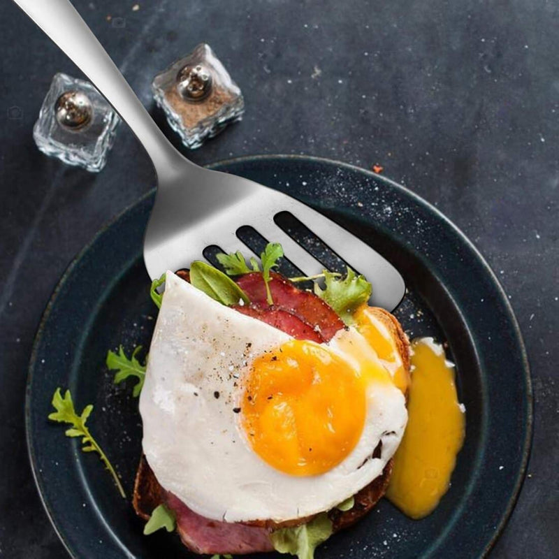 Stainless Steel Slotted Turner Spatula, Fish Slice for Non Stick Pans, Strong and Durable Kitchen Spatula & Turners for Cooking Flipping Pressing Fish Eggs Pancakes