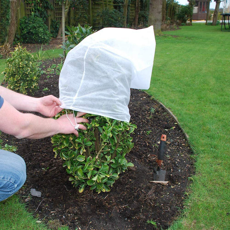 Plant Warming Jackets with Drawstring for Outdoor Garden Prevent Plants from Birds and Insects, UV Protection, Cold Wind Insect Sun Shade Plant Fleece Frost Protection Cover 80cm x60cm