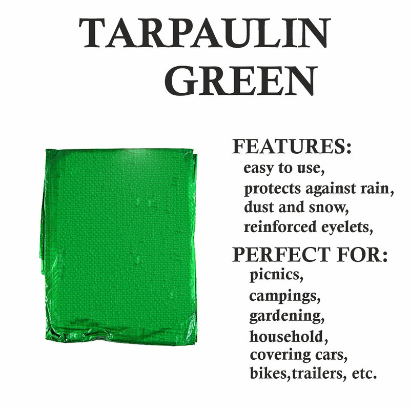 Green Tarpaulin, waterproof and UV Resistant Tarps Cover with Rust resistant grommets and reinforced rope edges, Ground Sheet Covers for Camping, Furniture Caravan Cover Sheet Green (4’X6’)