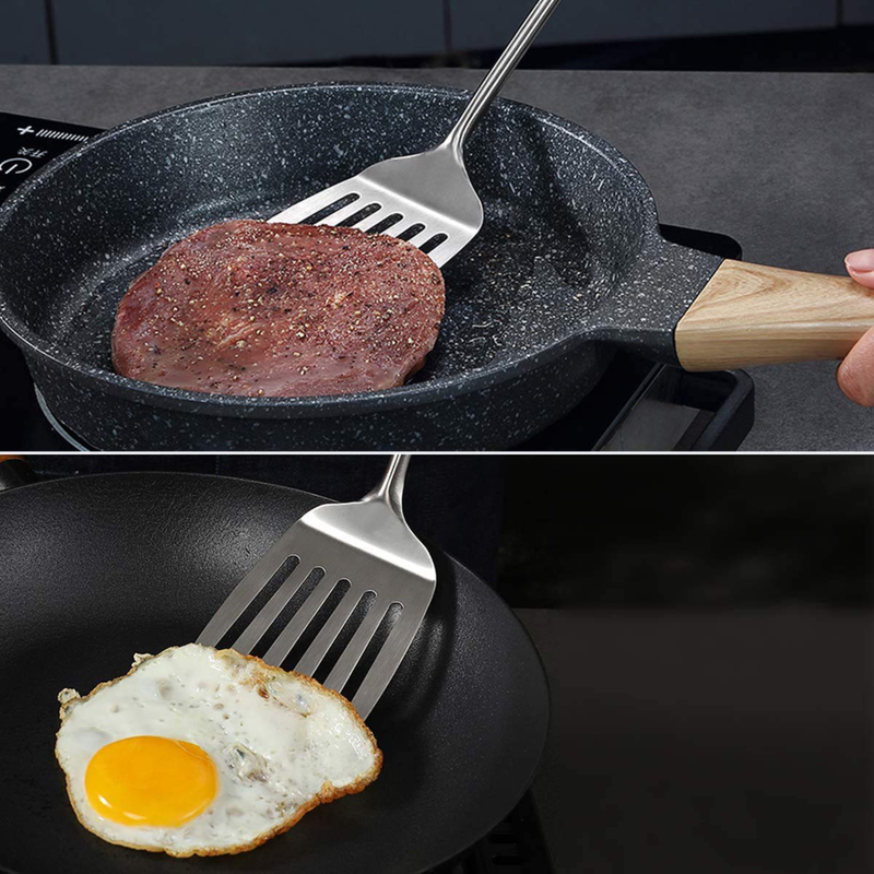 Stainless Steel Slotted Turner Spatula, Fish Slice for Non Stick Pans, Strong and Durable Kitchen Spatula & Turners for Cooking Flipping Pressing Fish Eggs Pancakes