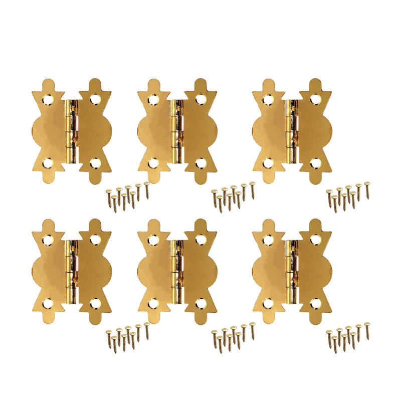 Butterfly Hinges, Brass Plated Small Hinges for Cabinet, Jewellery Box, Brass Mini Hinges for Woods with Matched Screws for Home Furniture Cabinet Door Drawer Cupboard - 40mm (1.1/2 inch)
