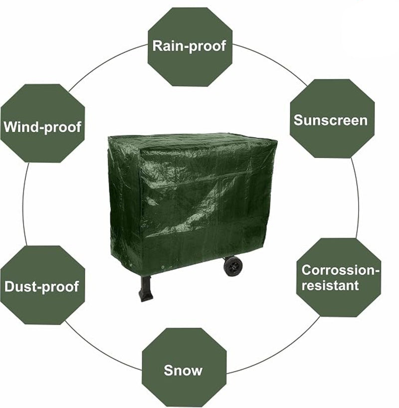 Trolley BBQ Heavy Duty Waterproof Barbecue Grill Cover with Corner Eyelets and Dust Proof, Outdoor Gas Grill Cover Windproof, Anti-UV, Tear Resistant Size–91 X 55 X 53cm – Green