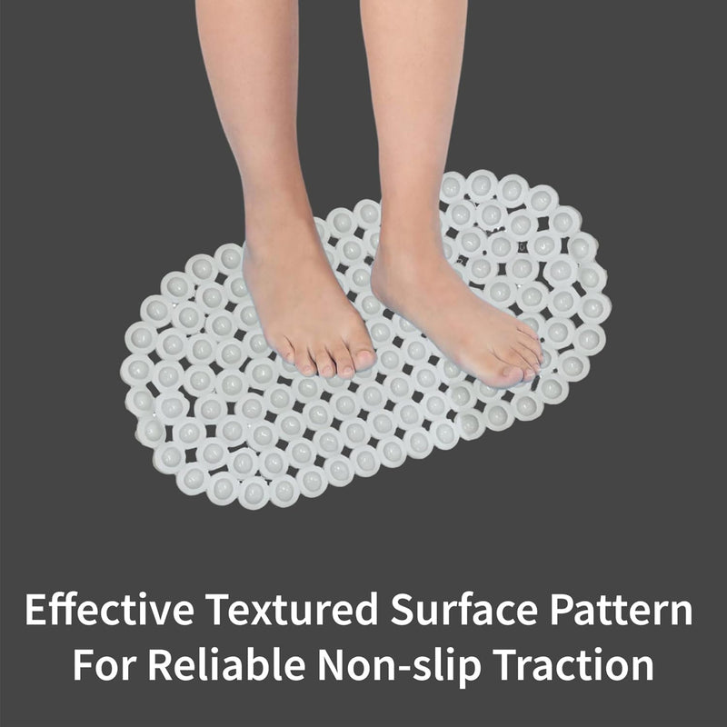 Shower Mat Anti Slip,Anti Mould, Machine Washable Bath Mat For Walk In Shower Tray, Bathtub Shower Mats NonSlip Drain Holes Suction Cups,Latex Free White 70cmx35cm
