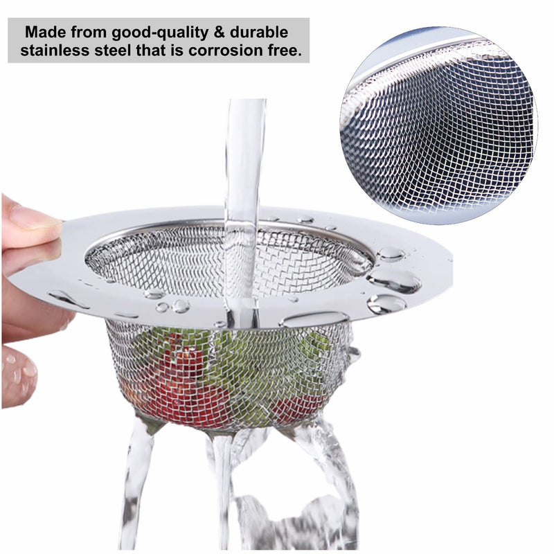 Stainless Steel Kitchen Sink Strainer, Sink Food Catcher Clog-Free Drain Protector Replacement Plug for Food and Hole Hair Catcher, Sink Strainer for Bathroom, Kitchen, Bathtub – 10.5cm